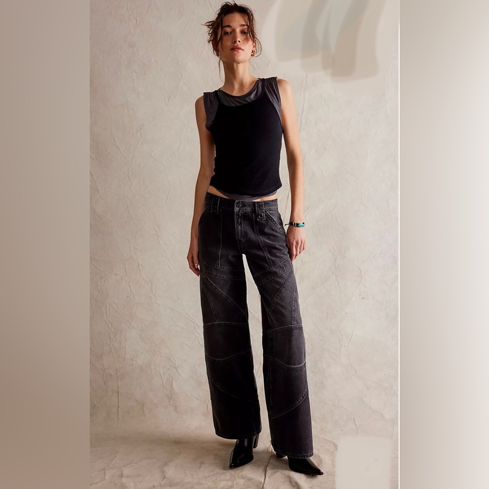 NEW Free People We The Free Unknown Reasons Moto Straight Jeans - Picture 8 of 8